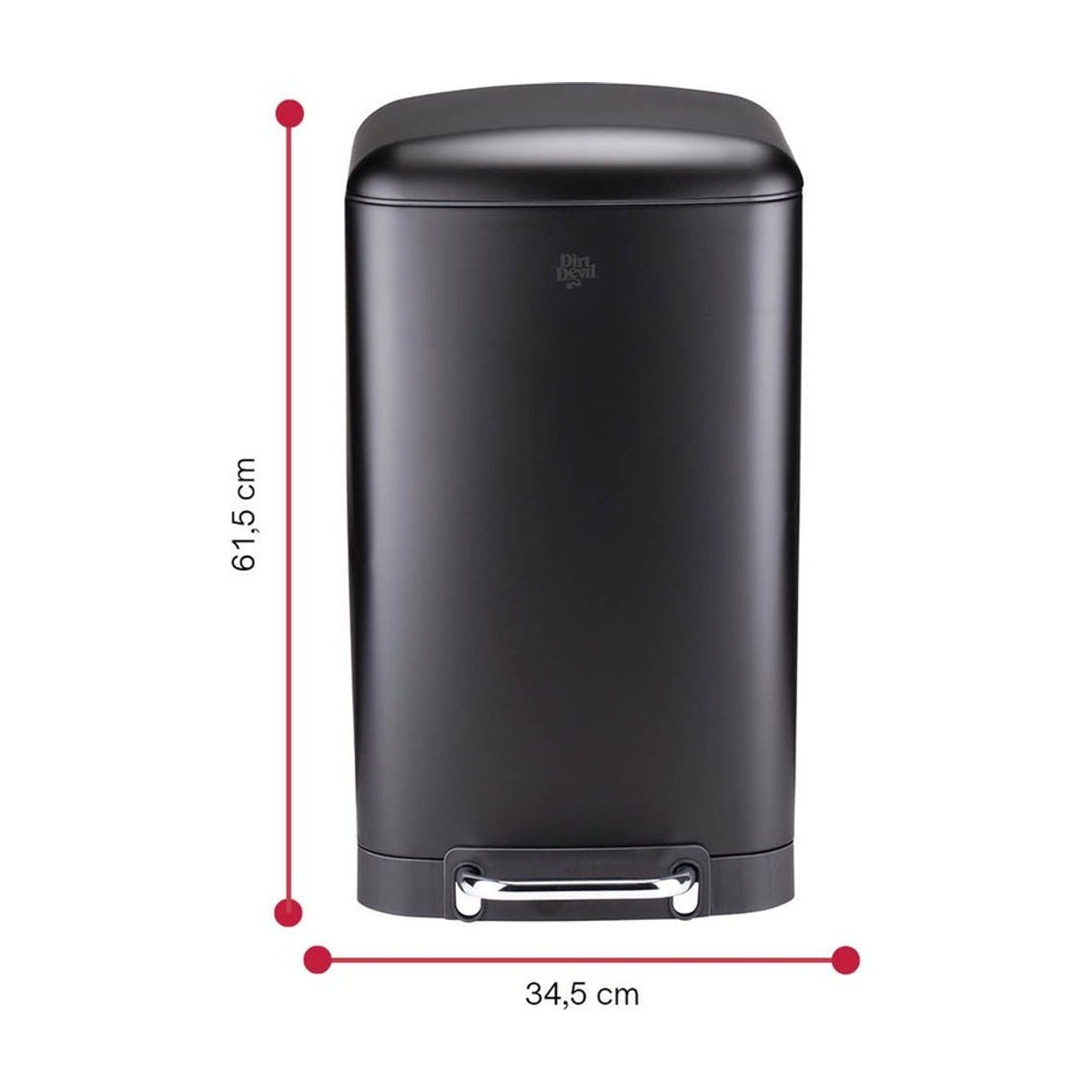 Dirt Devil Pedaalemmer 30L - Prullenbak - RVS - Zwart Soft close