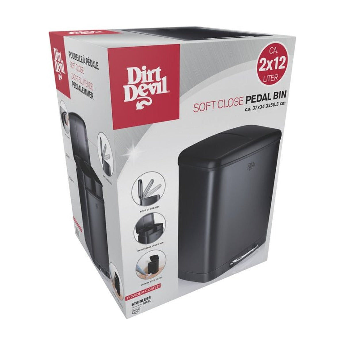 Dirt Devil - Pedaalemmer - Prullenbak Afvalscheiding - 2x 12L - Zwart