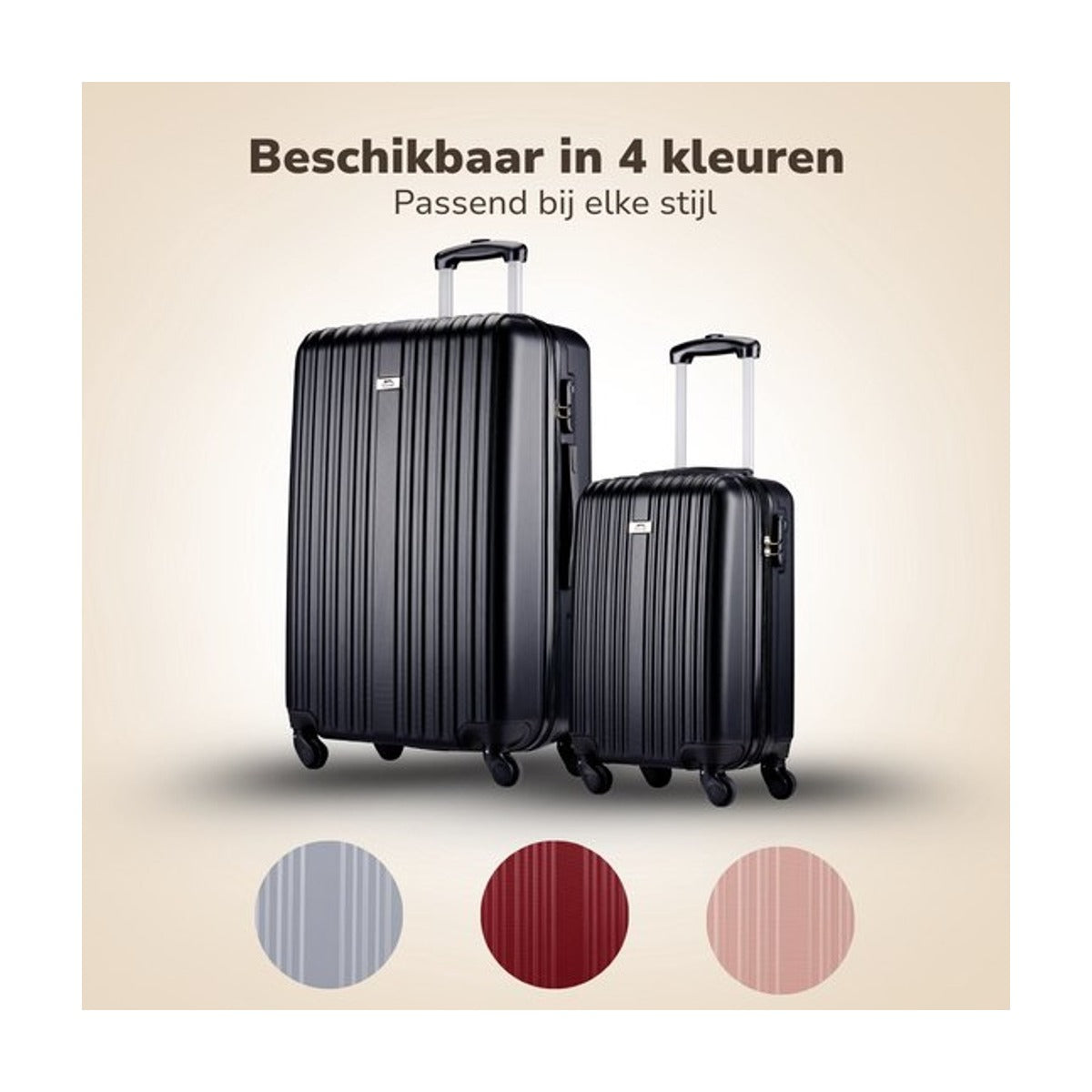 Slazenger ABS - hardcase kofferset - 2 delig - Hand en Ruimbagage Koffer (S + M/L) -360° Wielen - Cijferslot - Zwart