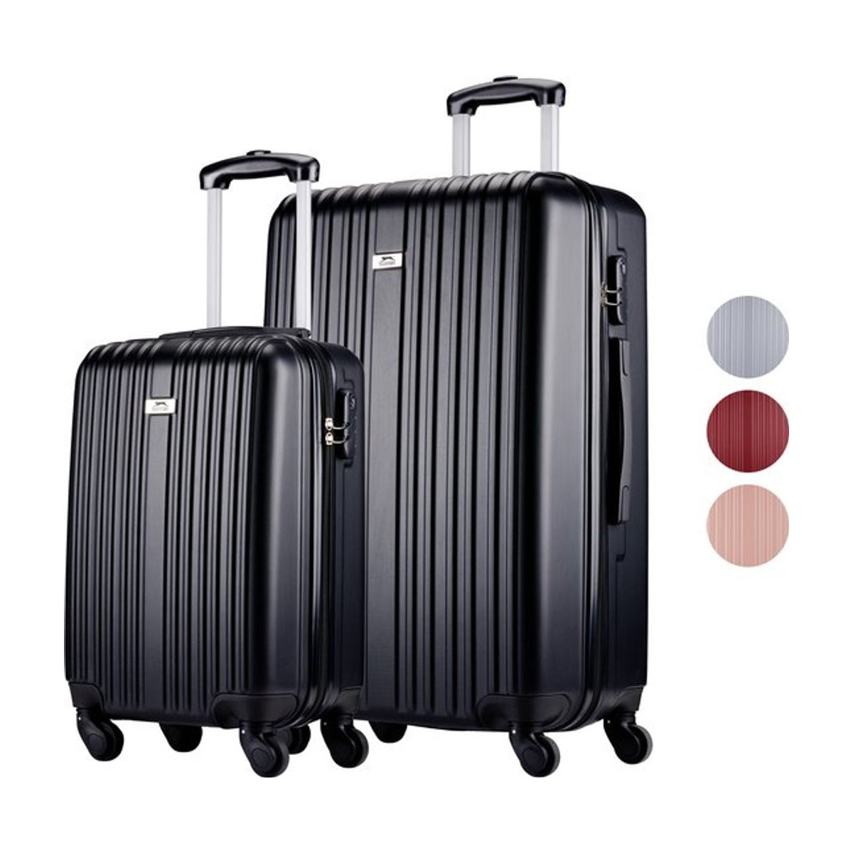 Slazenger ABS - hardcase kofferset - 2 delig - Hand en Ruimbagage Koffer (S + M/L) -360° Wielen - Cijferslot - Zwart