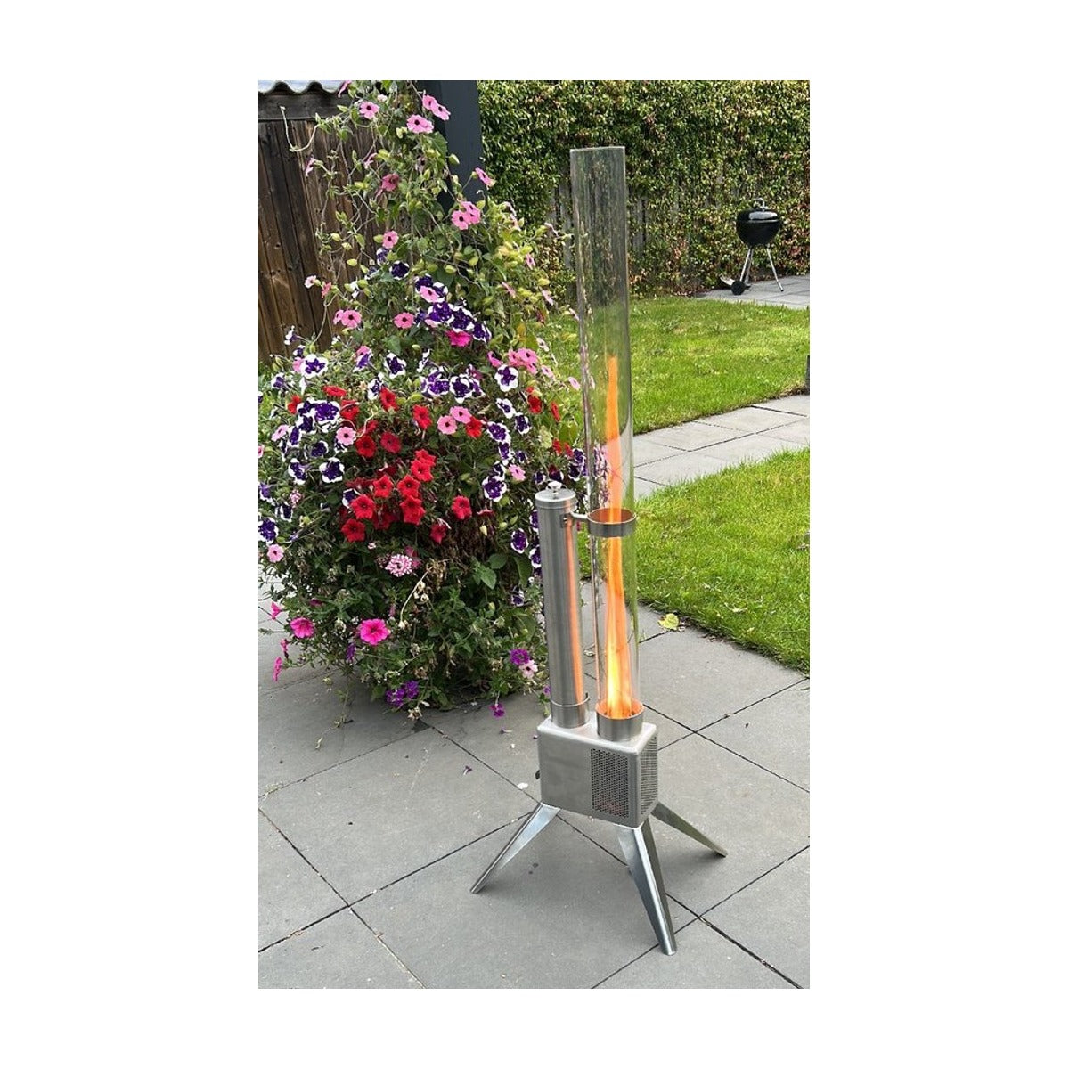 Houtpellet Terrasheater - 135 cm – RVS – Zilver – Duurzame Buitenverwarming op Pellets