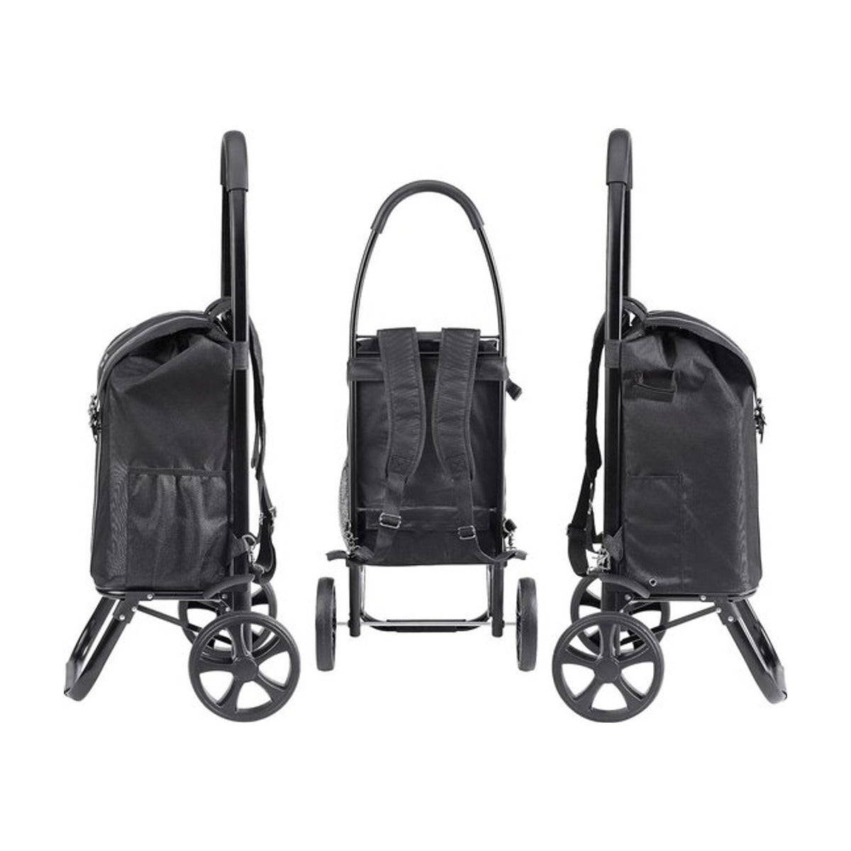 Meister Boodschappentrolley 45L – Zwart – Opvouwbaar Aluminium Frame – 2-in-1 Rugzak