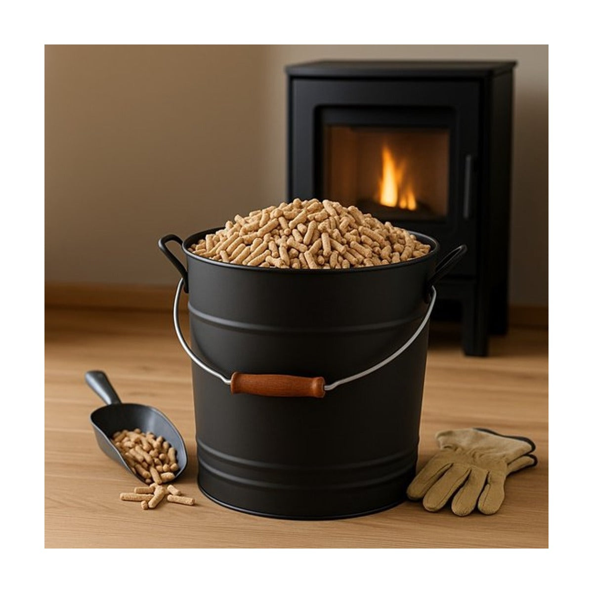 Guillouard Pellet- of Houtblokemmer – 37 Liter – Staal – Zwart