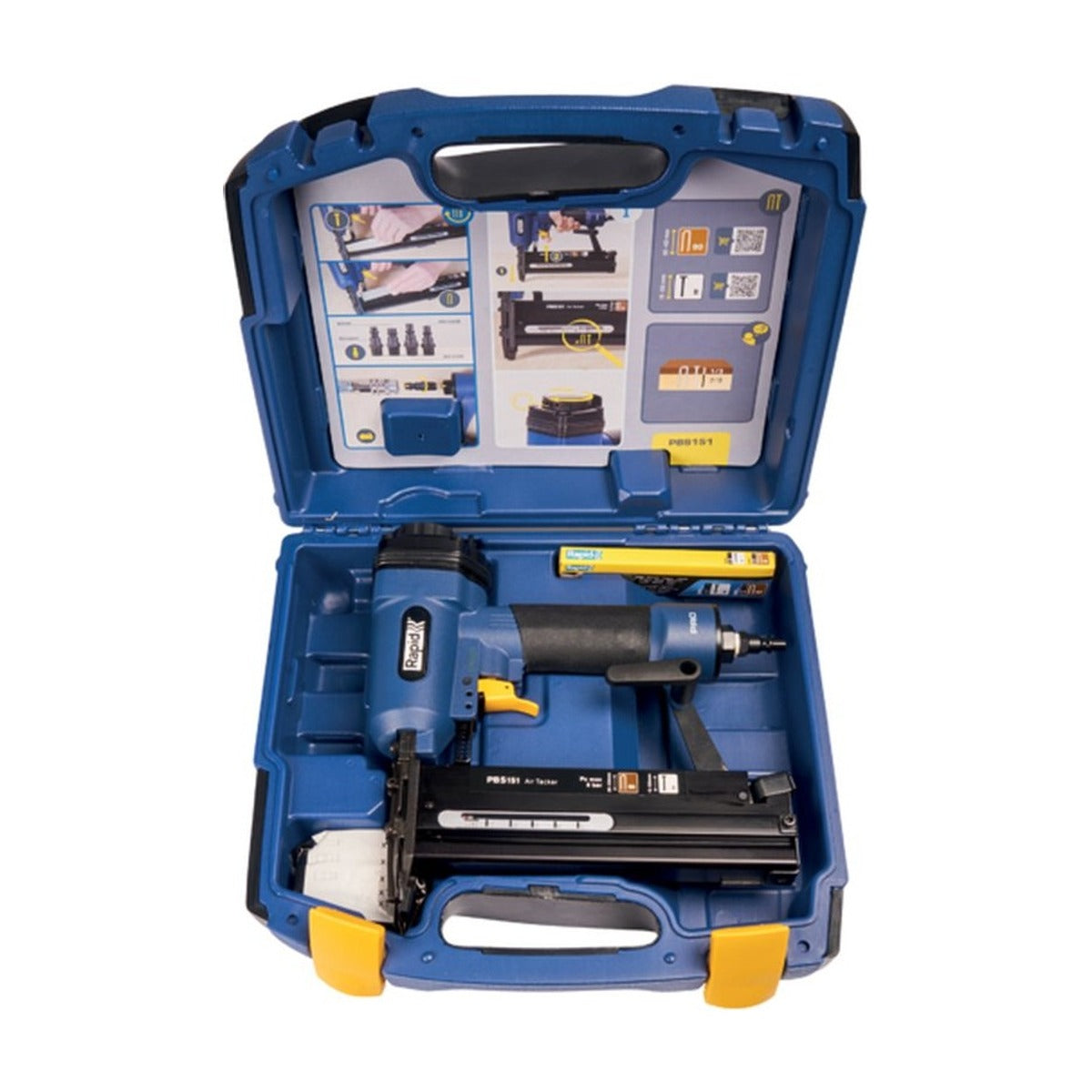 PRO Pneumatische Tacker PBS151, Koffer incl. startset nieten 200 stuks 25mm en 200 brads 30mm en 4 koppelingen