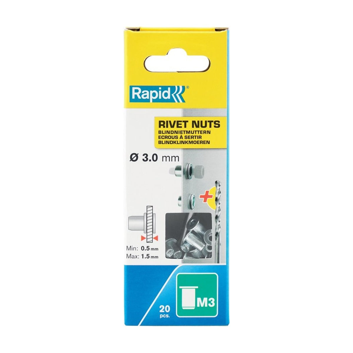 Blindklinkmoeren M3 incl. Boor 20 st., Box