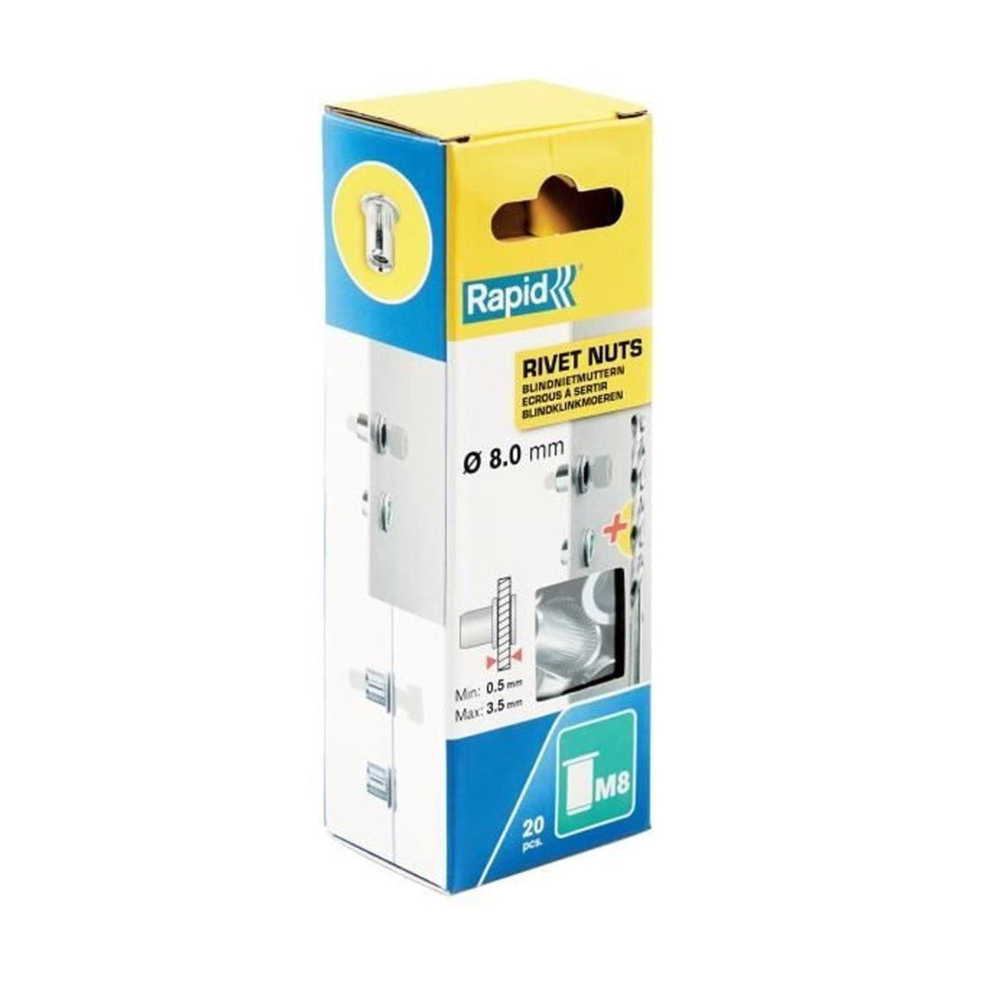 Blindklinkmoeren M8 incl. Boor 20 st., Box